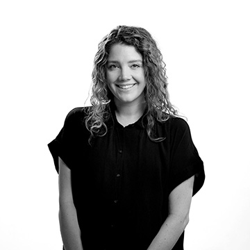 Black and white professional image of Nicole Zaleski